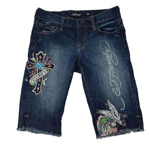 SALE! Ed Hardy Blue Jean Shorts Size 26